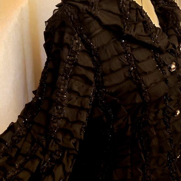 Come N See Black Ruffle Sequin Chiffon Jacket 2 PC Dress (Size 2X, NWT): - Picture 7 of 14
